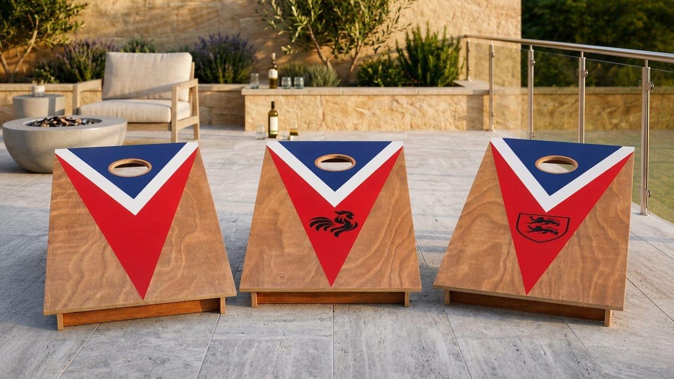Sets de cornhole artisanaux aux couleurs de la France, fabriqués main par Le Cornhole Français